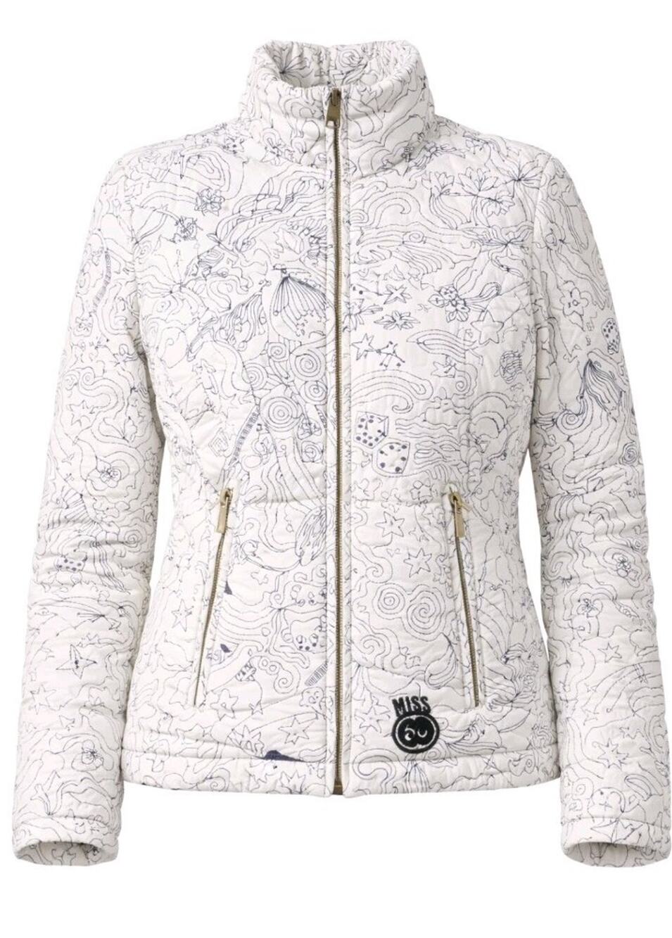 Miss Sixty Y2K Embroidered Puffer Jacket Rare Graphic Doodle Stitch White...